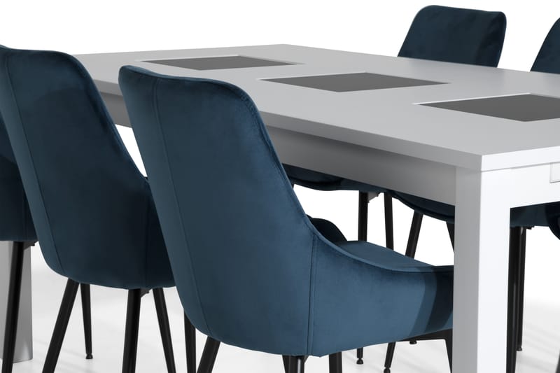 Diana Matgrupp 180 cm med 6 Bolmen Stol - Vit/Blå - Alla Möbler - Matgrupper - Matgrupper med 6 stolar