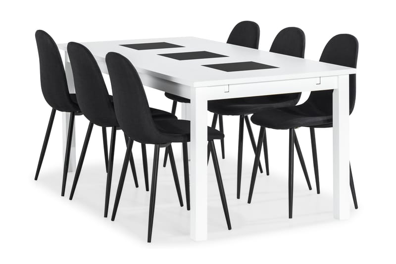 Diana Matgrupp med 6 st Dan Stol - Vit/Svart - Alla Möbler - Matgrupper - Matgrupper med 6 stolar