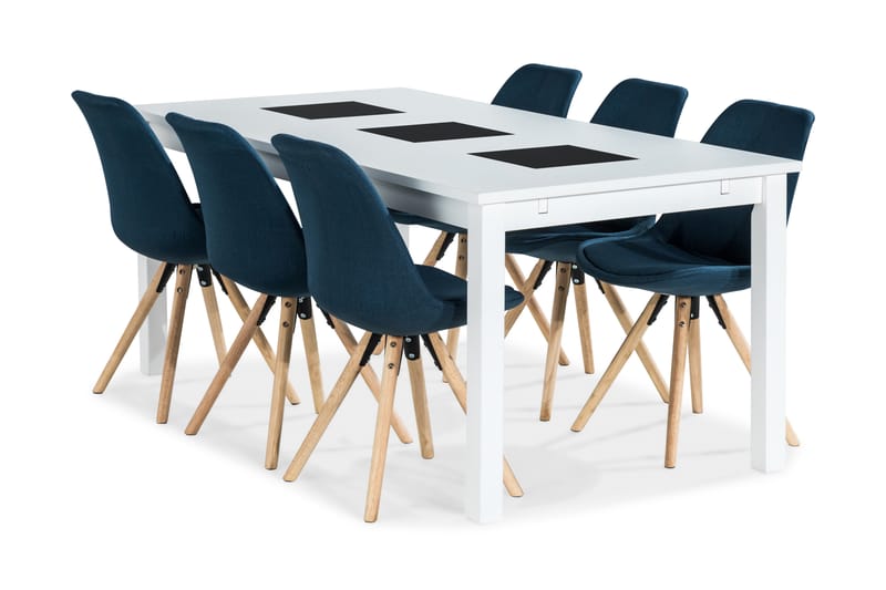 Diana Matgrupp med 6 st Evert Stol - Vit/Blå - Alla Möbler - Matgrupper - Matgrupper med 6 stolar