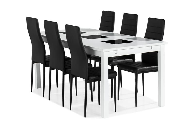 Diana Matgrupp med 6 st Meton Stol - Vit/Svart/PU - Alla Möbler - Matgrupper - Matgrupper med 6 stolar