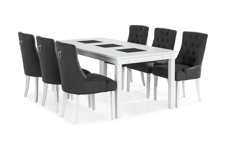 Diana Matgrupp med 6 st Olga Fåtölj - Vit/Grå - Alla Möbler - Matgrupper - Matgrupper med 6 stolar