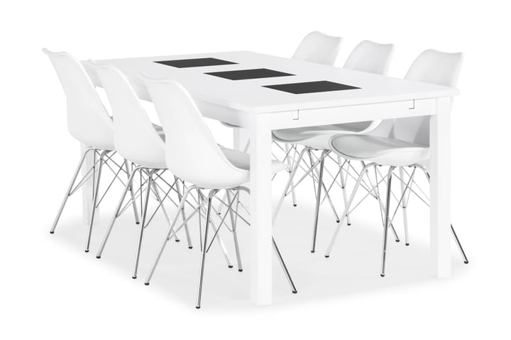 Diana Matgrupp med 6 st Ove Stol - Vit/Krom - Alla Möbler - Matgrupper - Matgrupper med 6 stolar