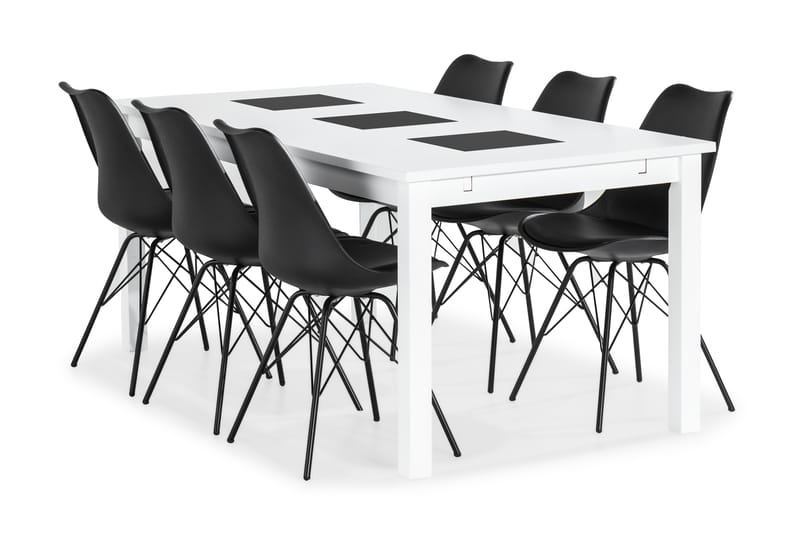 Diana Matgrupp med 6 st Ove Stol - Vit/Svart - Alla Möbler - Matgrupper - Matgrupper med 6 stolar