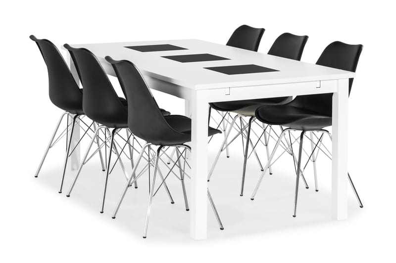 Diana Matgrupp med 6 st Ove Stol - Vit/Svart/Krom - Alla Möbler - Matgrupper - Matgrupper med 6 stolar