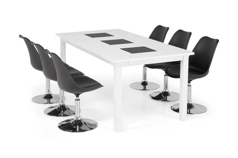 Diana Matgrupp med 6 st Tyra Stol - Vit/Svart - Alla Möbler - Matgrupper - Matgrupper med 6 stolar