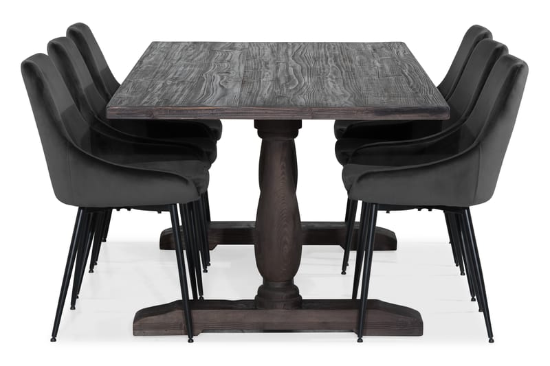 Eiler Matgrupp 200 cm med 6 Bolmen Stol - Vintage Alm/Grå - Alla Möbler - Matgrupper - Matgrupper med 6 stolar