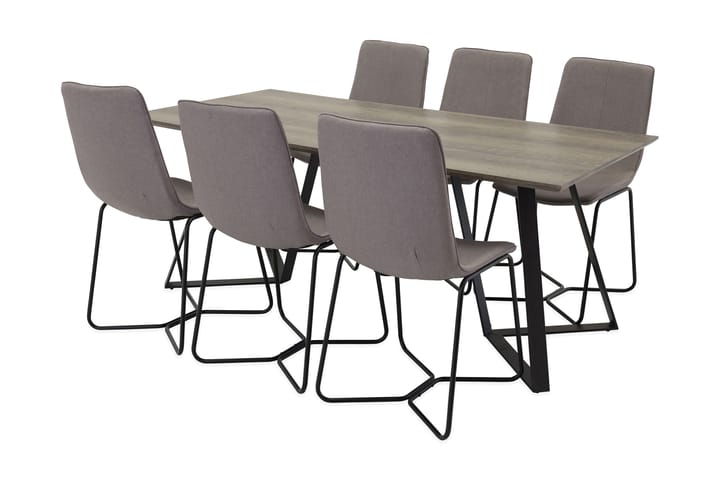 Elmar Matbord med 6 Medusa Stol - Grå/Svart - Alla Möbler - Matgrupper - Matgrupper med 4 stolar