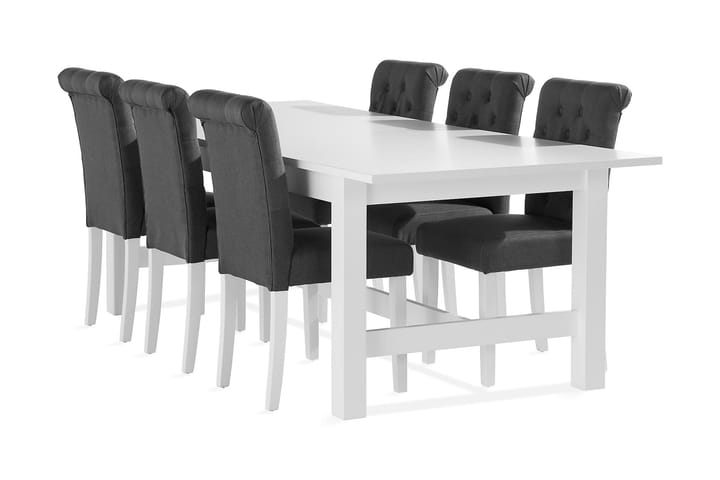 Elsa Förlängningsbar Matgrupp 240 cm inkl 6 Vibberbo Stolar - Vit - Alla Möbler - Matgrupper - Matgrupper med 6 stolar