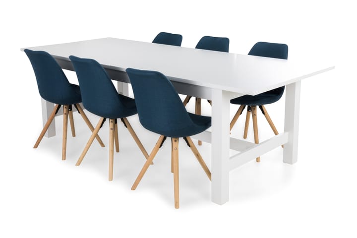 Elsa Matgrupp med 6 st Evert Stol - Vit/Mörkblå - Alla Möbler - Matgrupper - Matgrupper med 6 stolar