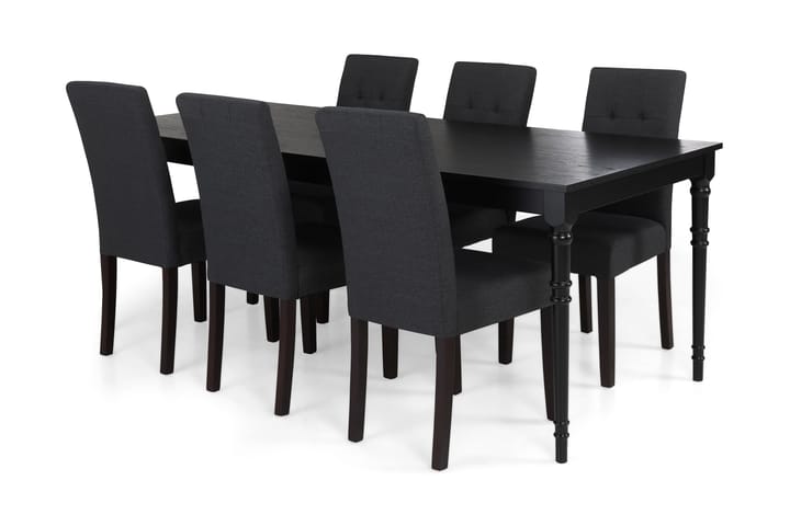 Erin Matgrupp 200 cm med 6 Viktor Stol - Svart/Mörkgrå - Alla Möbler - Matgrupper - Matgrupper med 8 stolar