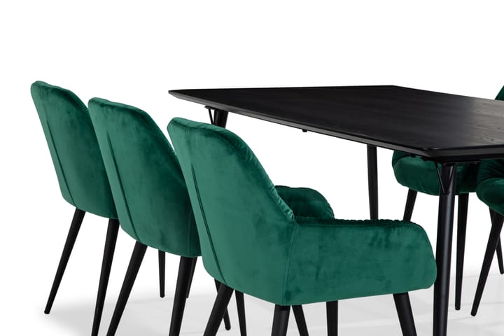 Fenny Matgrupp 180 cm med 6 Brianna Kösstol Sammet - Svart - Alla Möbler - Matgrupper - Matgrupper med 6 stolar