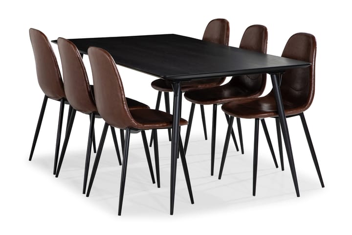 Fenny Matgrupp 180 cm med 6 Dan Matsol - Svart - Alla Möbler - Matgrupper - Matgrupper med 6 stolar