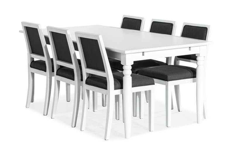 Hampton Matgrupp 190 cm med 6 Kalo Stol - Vit/Grå - Alla Möbler - Matgrupper - Matgrupper med 6 stolar