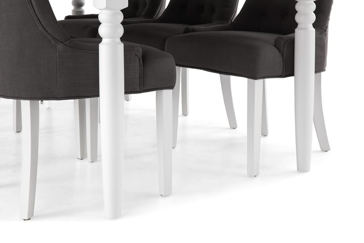 Hampton Matgrupp 190 cm med 6 Viktoria Fåtölj - Vit/Grå - Alla Möbler - Matgrupper - Matgrupper med 6 stolar
