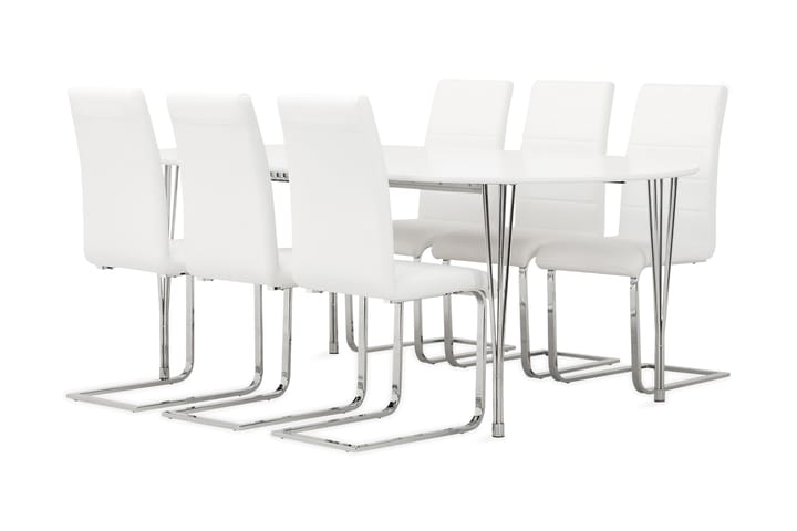 Hyllie Matgrupp 160 cm Oval med 6 Melby Stol - Vit - Alla Möbler - Matgrupper - Matgrupper med 6 stolar
