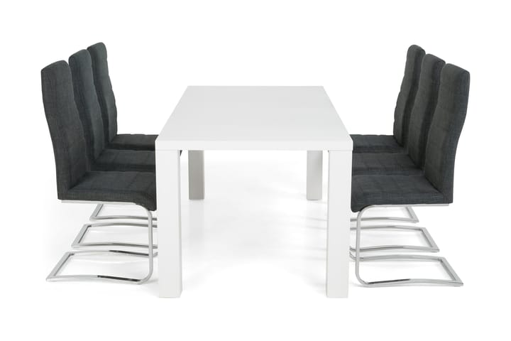 Inez Matgrupp 180 cm med 6 Inez Stol - Vit/Mörkgrå - Alla Möbler - Matgrupper - Matgrupper med 6 stolar
