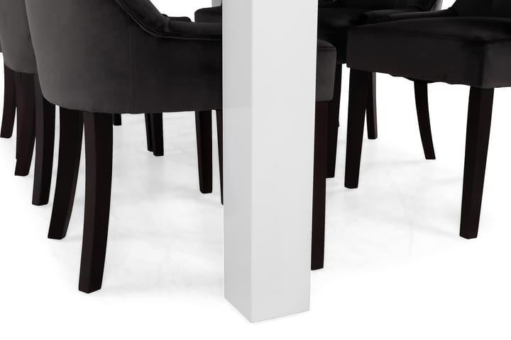 Inez Matgrupp 180 cm med 6 Olga Stol Sammet - Vit/Grå - Alla Möbler - Matgrupper - Matgrupper med 6 stolar