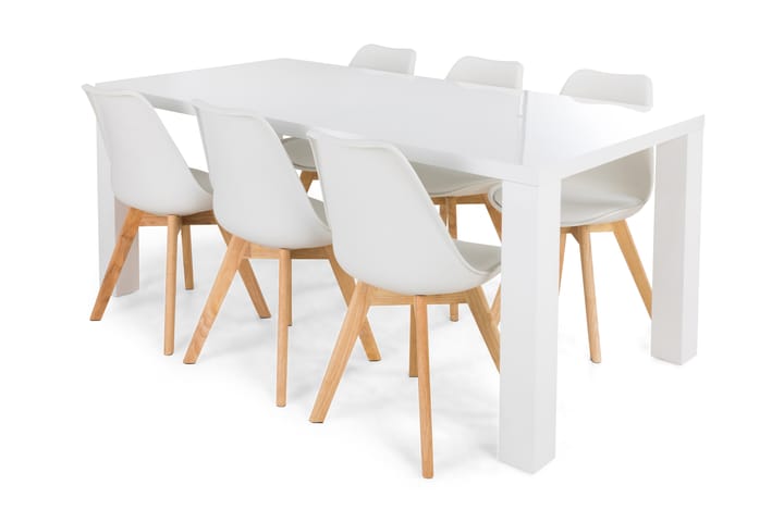 Inez Matgrupp med 6 st Egon Stol - Vit - Alla Möbler - Matgrupper - Matgrupper med 4 stolar