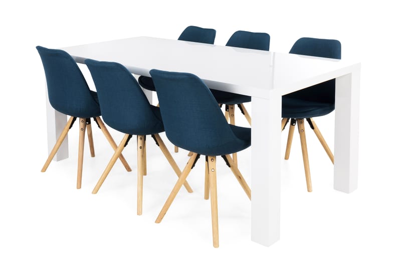 Inez Matgrupp med 6 st Evert Stol - Vit/Mörkblå - Alla Möbler - Matgrupper - Matgrupper med 6 stolar