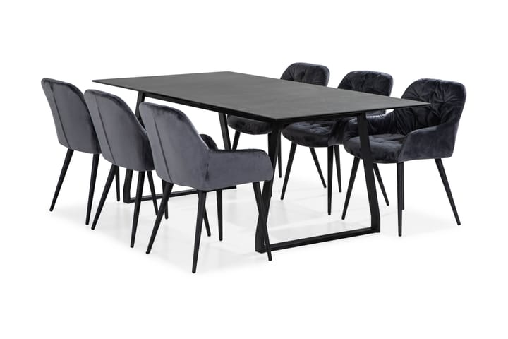 Kaj Matbord 200 cm  6 st Giovanni Stol Sammet - Alla Möbler - Matgrupper - Matgrupper med 6 stolar