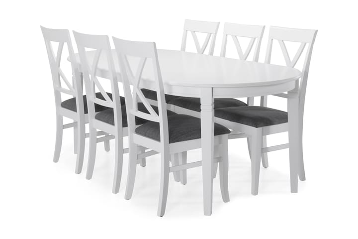 Lisa Matbord 200 cm Ovalt - Vit - Alla Möbler - Matgrupper - Matgrupper med 6 stolar