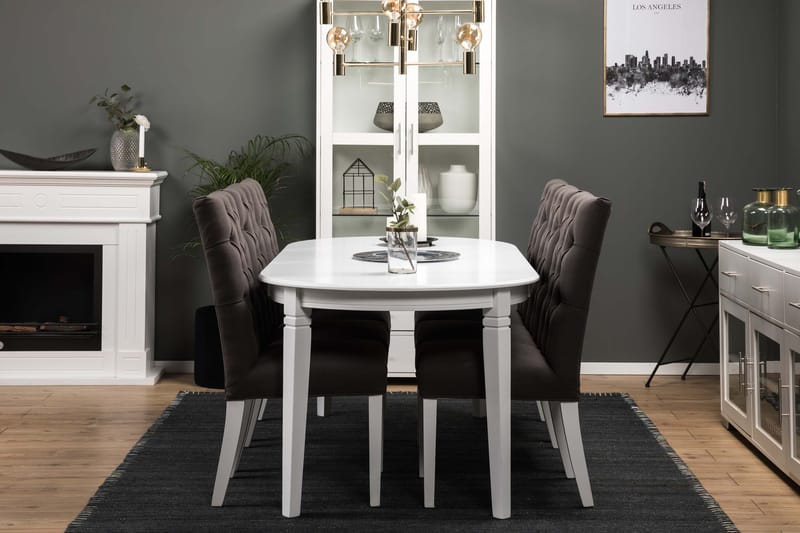 Lisa Matbord 200 cm Ovalt - Vit/Grå - Alla Möbler - Matgrupper - Matgrupper med 6 stolar