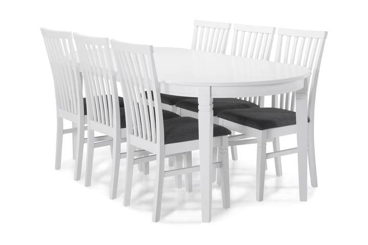 Lisa Matbord med 6 st Lisa stolar - Vit/Grå - Alla Möbler - Matgrupper - Matgrupper med 6 stolar