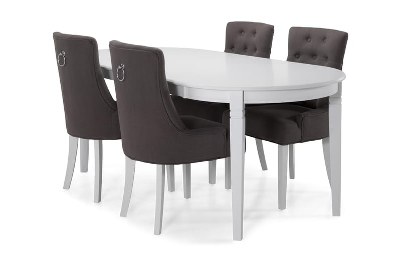 Lisa Matbord med 6 st Olga stolar - Vit/Mörkgrå - Alla Möbler - Matgrupper - Matgrupper med 8 stolar