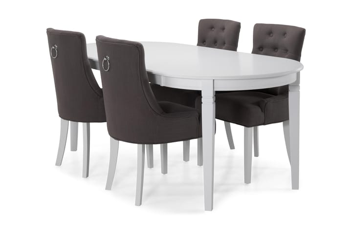 Lisa Matbord med 6 st Olga stolar - Vit/Mörkgrå - Alla Möbler - Matgrupper - Matgrupper med 6 stolar