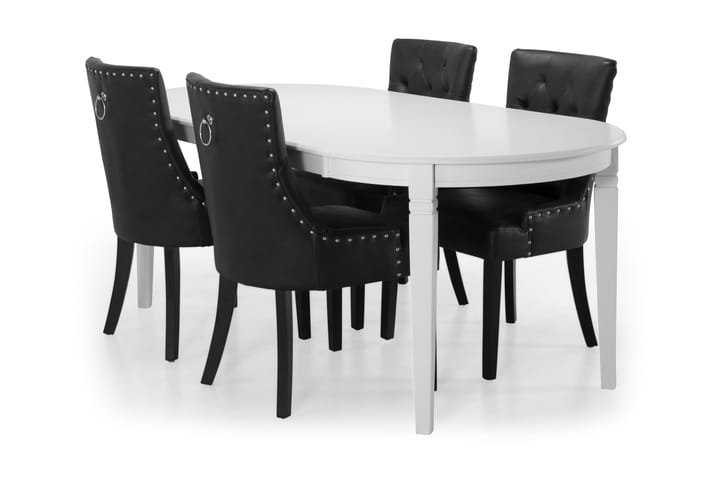 Lisa Matbord med 6 st Tuva stolar - Vit/Svart - Alla Möbler - Matgrupper - Matgrupper med 6 stolar