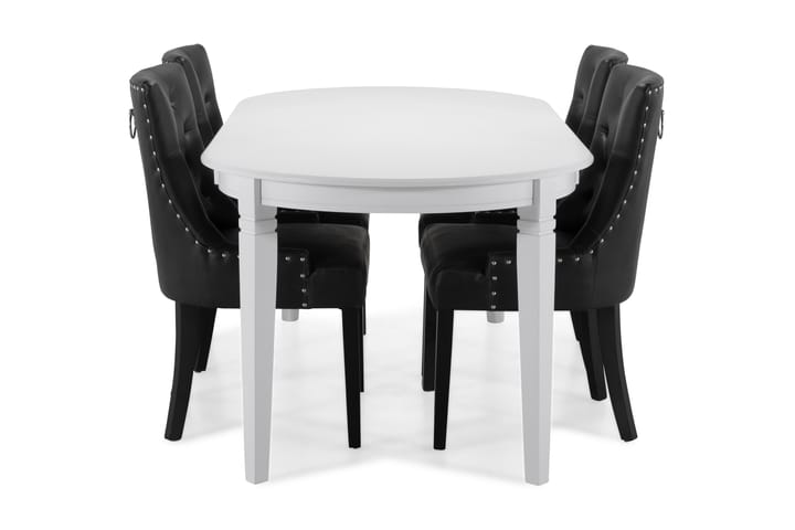 Lisa Matbord med 6 st Tuva stolar - Vit/Svart - Alla Möbler - Matgrupper - Matgrupper med 6 stolar
