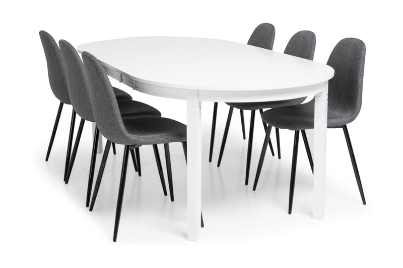 Lisa Matgrupp med 6 st Dan Stol - Vit/Grå/Svart - Alla Möbler - Matgrupper - Matgrupper med 4 stolar