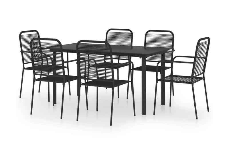 Matgrupp för trädgården 7 delar svart glas och stål - Svart - Alla Möbler - Matgrupper - Matgrupper med 6 stolar