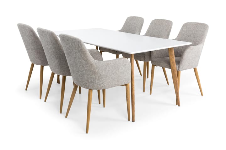 Matgrupp Tommy Ljusgrå/Vit - Alla Möbler - Matgrupper - Matgrupper med 6 stolar