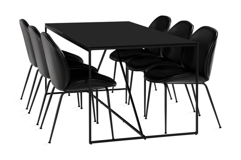 Moure Matgrupp 180 cm inkl 6 Finta Stolar - Svart/Konstläder - Alla Möbler - Matgrupper - Matgrupper med 6 stolar