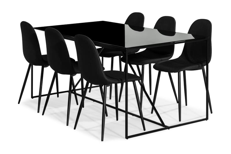 Moure Matgrupp med 6 Dan Stol - Glas/Metall/Svart - Alla Möbler - Matgrupper - Matgrupper med 6 stolar