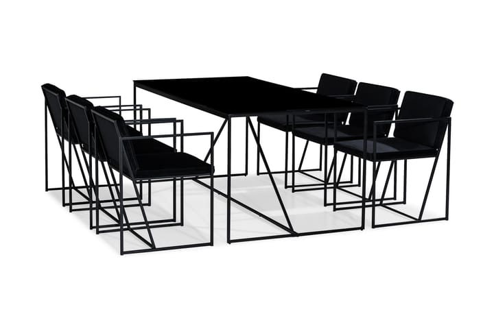 Moure Matgrupp med 6 Stolar - Glas/Metall/Vit/Svart - Alla Möbler - Matgrupper - Matgrupper med 4 stolar