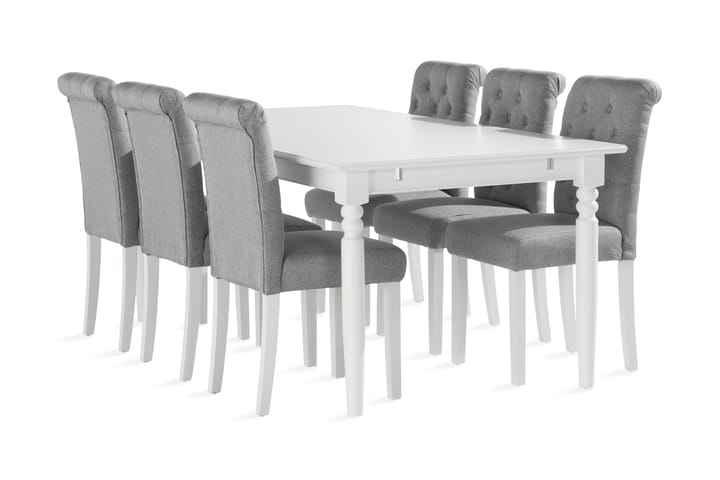 Providence Matgrupp 190 cm inkl 6 Vibberbo Stolar - Vit - Alla Möbler - Matgrupper - Matgrupper med 6 stolar
