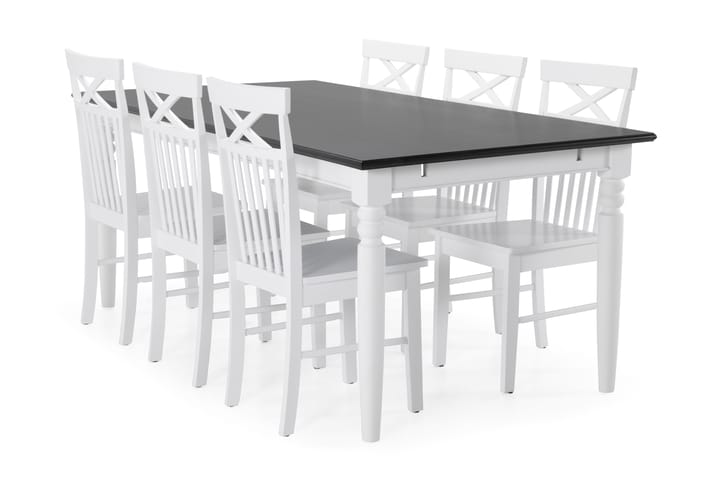 Providence Matgrupp med 6 Monika Stol - Vit/Svart - Alla Möbler - Matgrupper - Matgrupper med 6 stolar