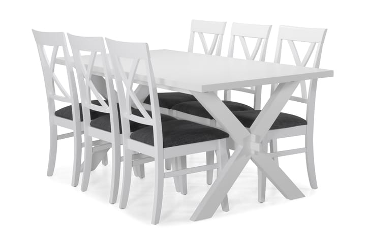 Reda Matgrupp med 6 st Attarp stolar - X-ben/Vitlack - Alla Möbler - Matgrupper - Matgrupper med 6 stolar