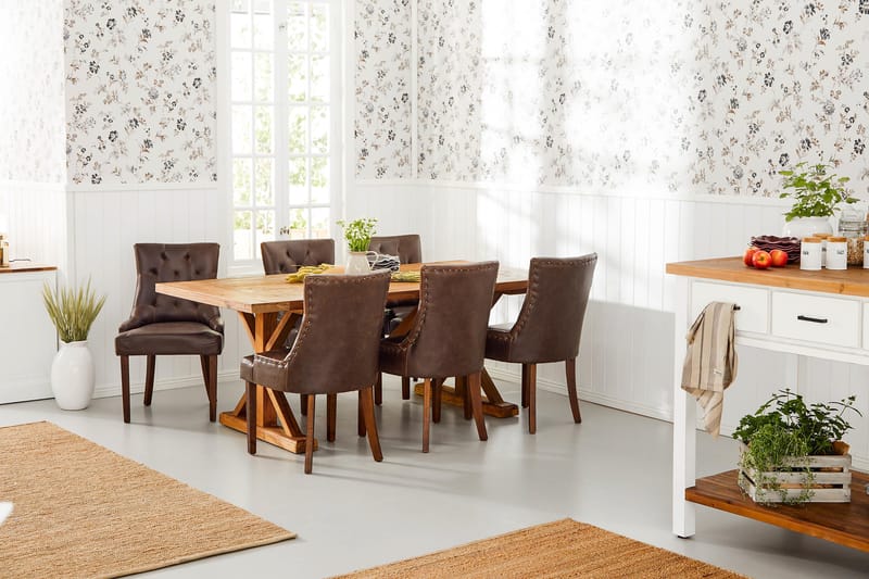 Runa Förlängningsbar Matgrupp 200 cm med 6 Brita Fåtölj - Natur/Brun - Alla Möbler - Matgrupper - Matgrupper med 6 stolar