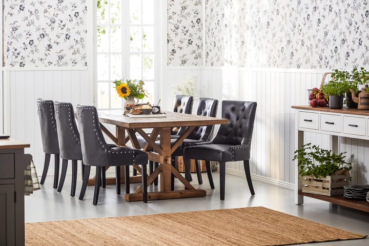 Runa Förlängningsbar Matgrupp 200 cm med 6 Brita Fåtölj - Natur/Svart - Alla Möbler - Matgrupper - Matgrupper med 6 stolar