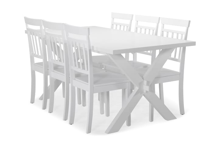 Ylva Matbord med 6 st Kaj stolar - Vitlack - Alla Möbler - Matgrupper - Matgrupper med 6 stolar