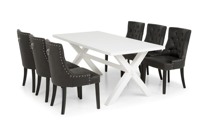 Ylva Matgrupp 180 cm med 6 Brita Fåtölj - Vit/Svart - Alla Möbler - Matgrupper - Matgrupper med 6 stolar