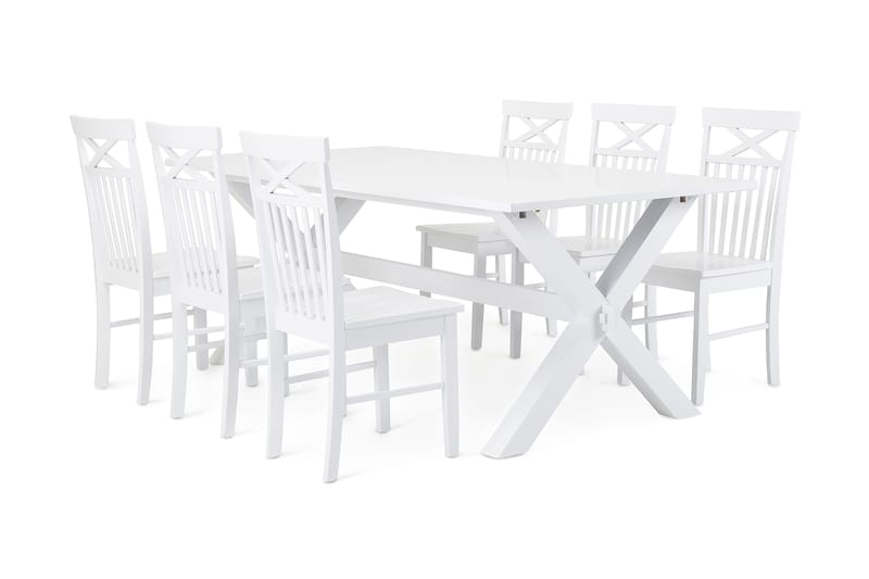 Ylva Matgrupp 180 cm med 6 Brita Stol - Vit - Alla Möbler - Matgrupper - Matgrupper med 6 stolar