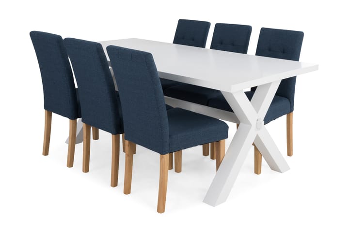 Ylva Matgrupp 180 cm med 6 Dala Stol - Vit - Alla Möbler - Matgrupper - Matgrupper med 6 stolar