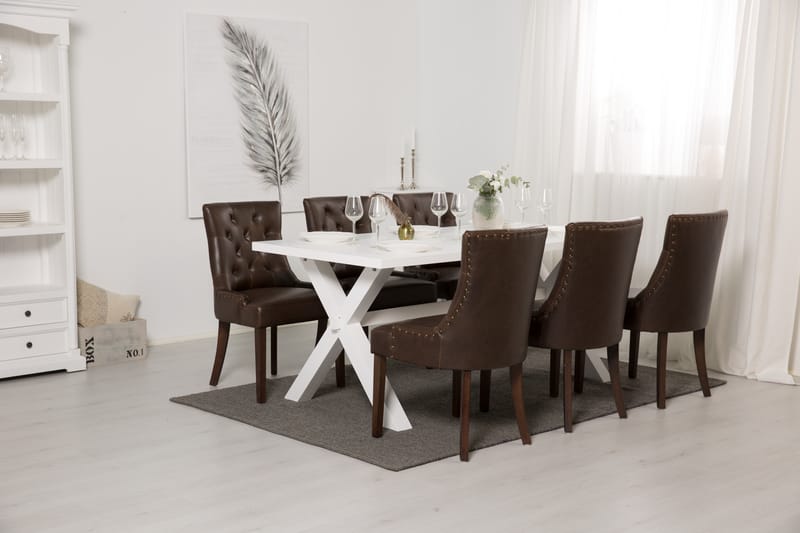 Ylva Matgrupp 180 cm med 6 st Brita Fåtöljer - Vitlack - Alla Möbler - Matgrupper - Matgrupper med 6 stolar