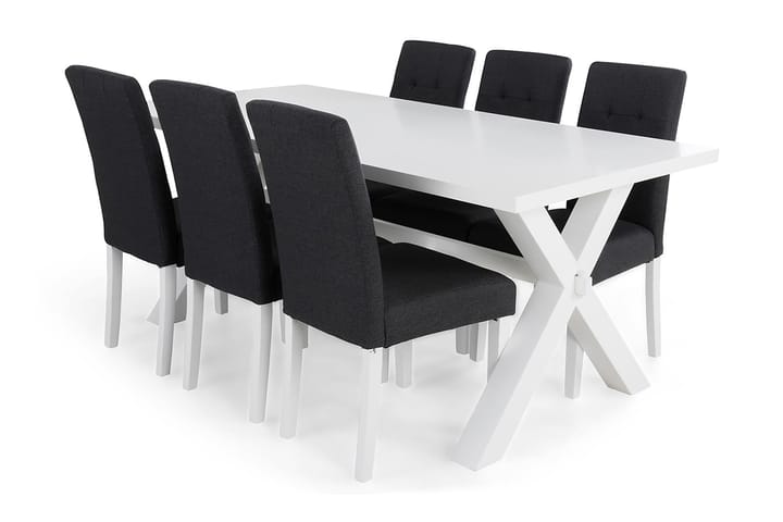 Ylva Matgrupp med 6 st Dala Stolar - Vit/Mörkgrå - Alla Möbler - Matgrupper - Matgrupper med 6 stolar