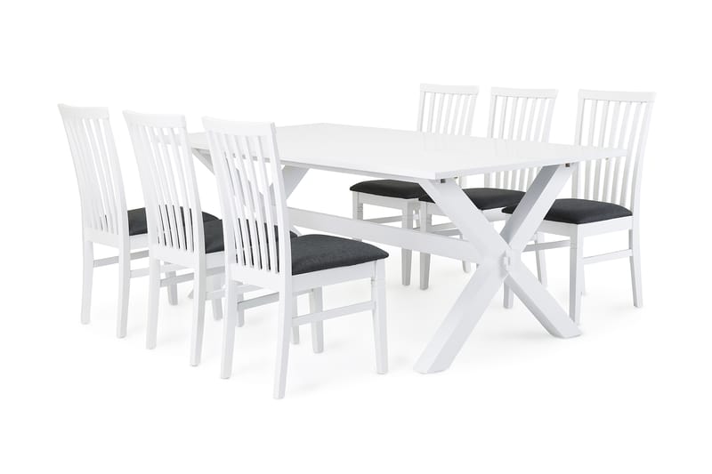 Ylva Matgrupp med 6 st Lisa Stolar - Vit/Grå - Alla Möbler - Matgrupper - Matgrupper med 6 stolar
