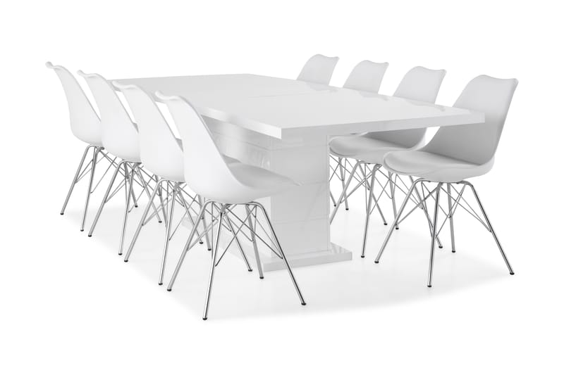 Broby Matgrupp Förlängningsbar 200 cm med 8 Ove Stol Vit - Alla Möbler - Matgrupper - Matgrupper med 8 stolar